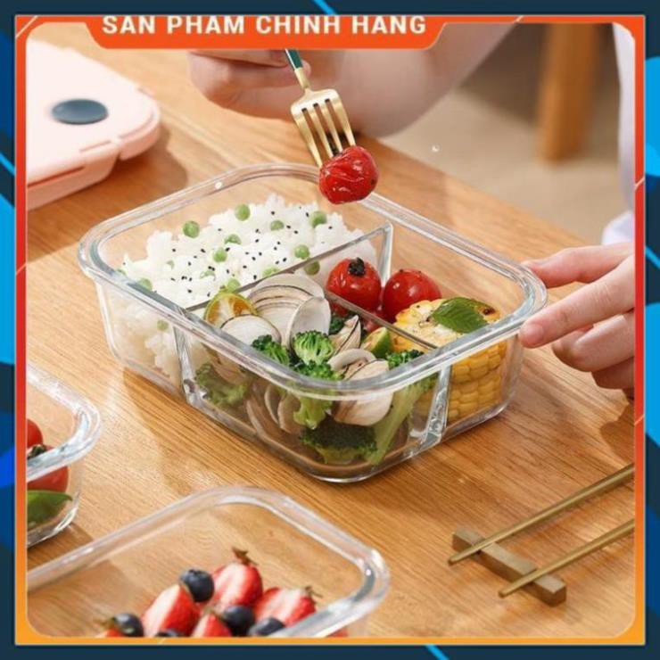 CHÍNH HÃNG -  Hộp đựng cơm thủy tinh,hộp thủy tinh chia 2 ngăn, 3 ngăn,hộp thủy tinh đựng thực phẩm,thức ăn