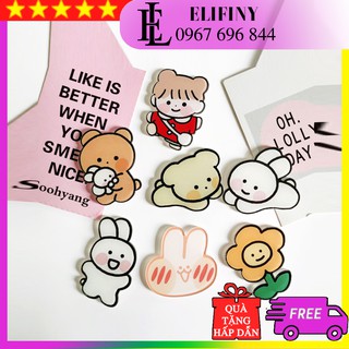 Sticker Cô Gái Gấu Thỏ Hoa Siêu Xinh Siêu Đáng Yêu Cho Túi Đeo Chéo Balo Quần Áo