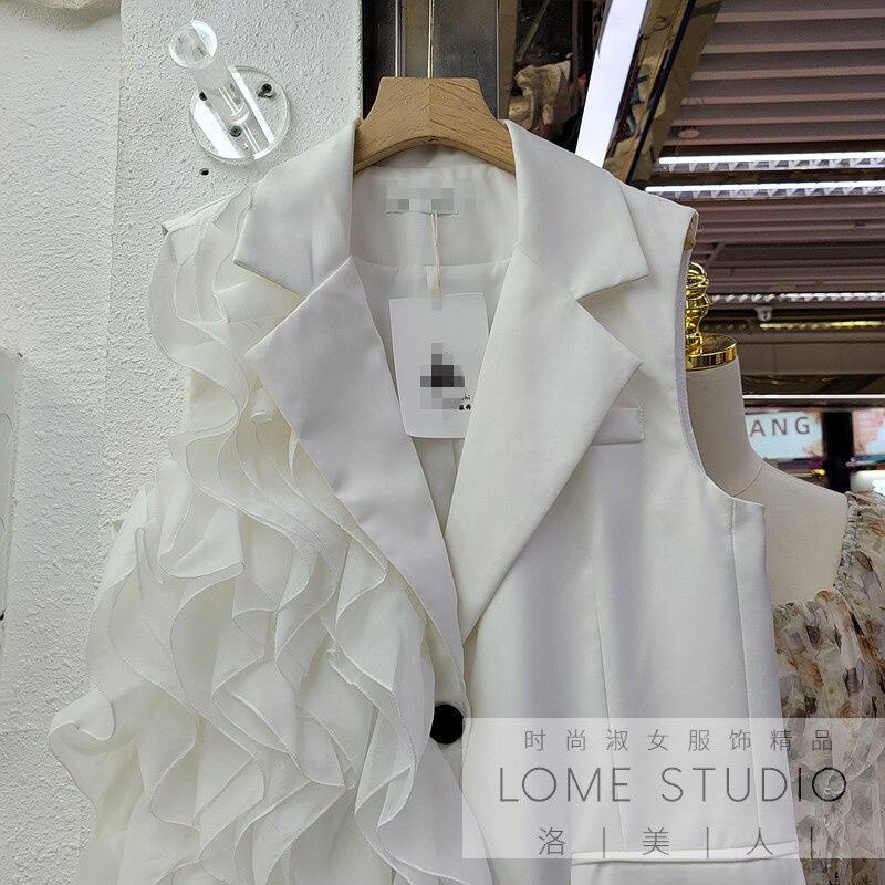 Áo Khoác Không Tay Dáng Rộng Viền Ren Nhún Bèo Thời Trang Mùa Xuân Hàng Mới 2022 Dành Cho Bạn Nữ | BigBuy360 - bigbuy360.vn