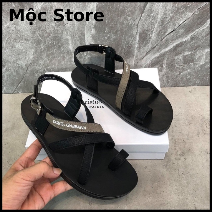 Dép Sandal Nam Dolce&Gabana Da napal, Phong cách Hàn Quốc, khoá cài chỉ viền siêu Hot