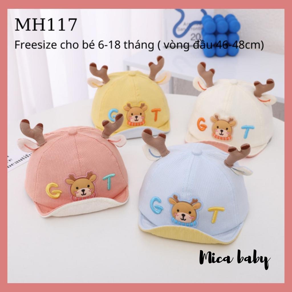 Mũ lưỡi trai kiểu dáng gạc hươu chữ GT dễ thương cho bé MH117 Mica Baby