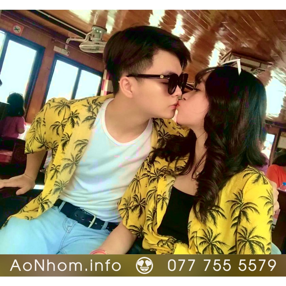 Áo Sơ Mi Hawaii Đi Biển Mềm Mát - Trái Chanh Trắng Đen - Áo Đôi Đồng Phục Nhóm Lớp Team Building Hoạ Tiết Hoa Lá Trái Câ
