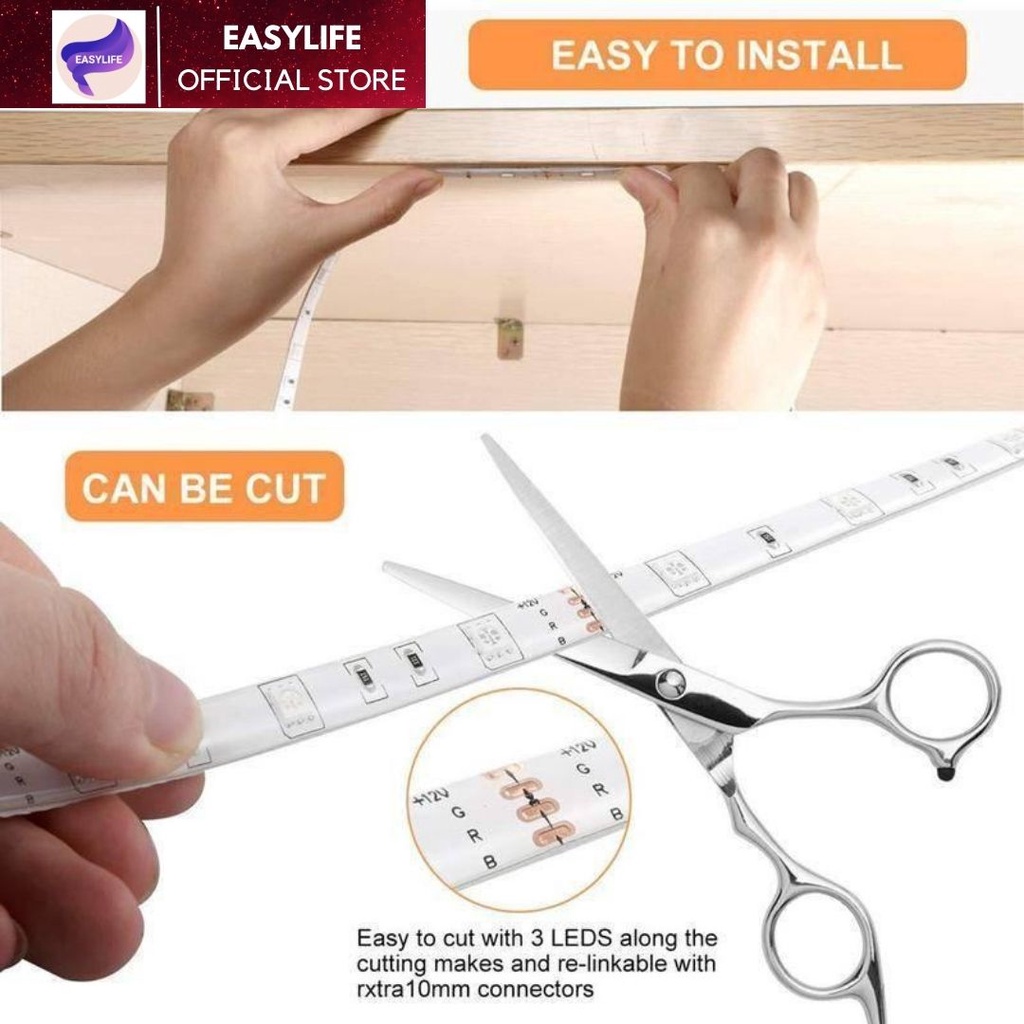 Dây đèn led, Dây đèn led trang trí 5M-10M 5050 RGB với điều khiển từ xa 44 nút DC12V