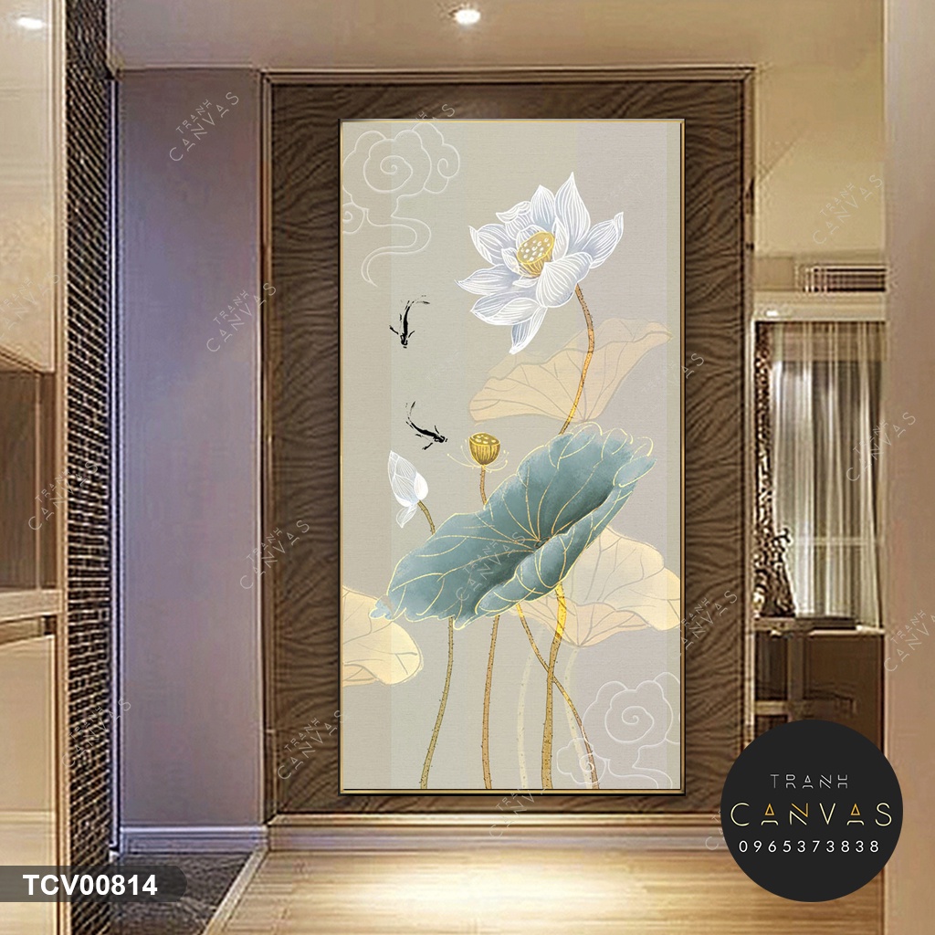 Tranh Canvas Hoa Sen Khổ Dọc