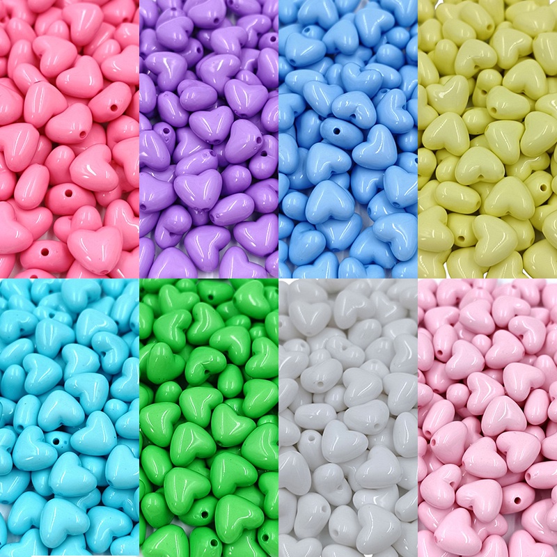 Hạt Nhựa Acrylic Hình Trái Tim Màu Sắc Ngọt Ngào Dùng Làm Trang Sức Thủ Công