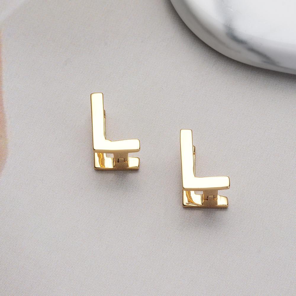 1 Cặp Khuyên Tai Hình Chữ Cái Hai Mặt DIY Thời Trang