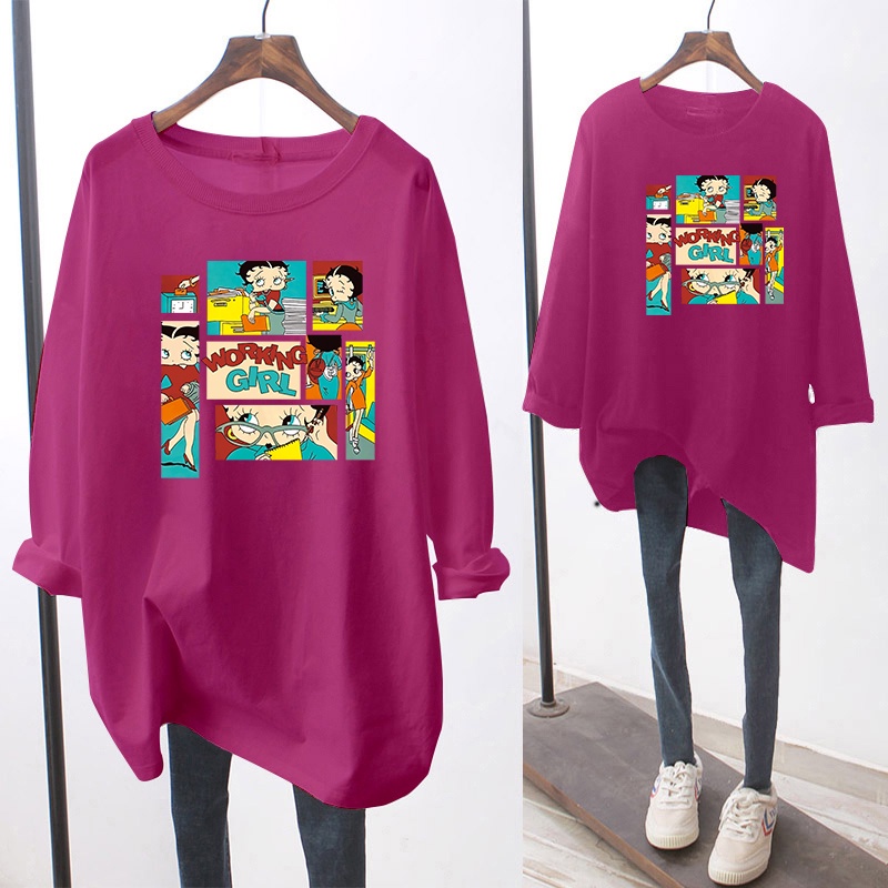 NRVP Áo Thun Nữ Dài Tay Cổ Tròn Thời Trang Hàn