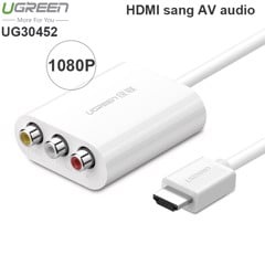 [Mã ELHACE giảm 4% đơn 300K] Cáp chuyển HDMI to AV Chính hãng Ugreen 30452 hỗ trợ NTSC / PAL (Màu Trắng)