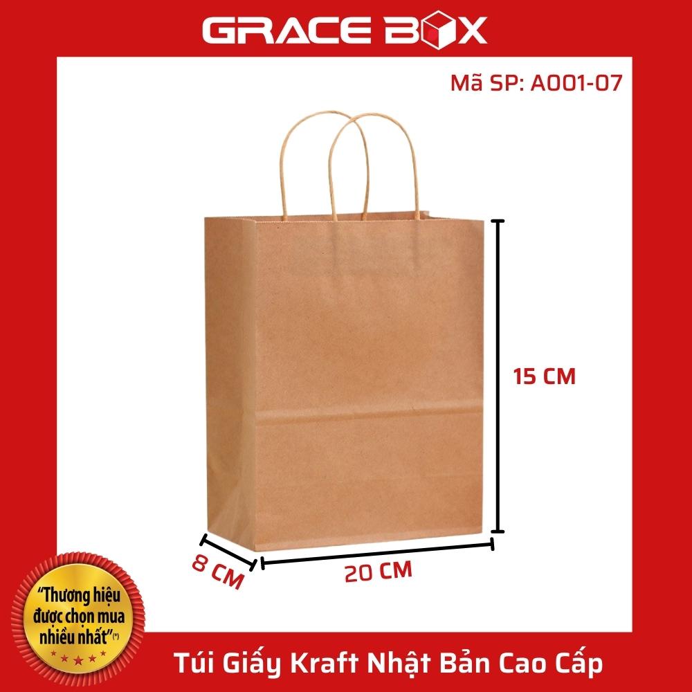 {Giá Sỉ} Túi Giấy Kraft Nhật Bản Cao Cấp - Size 15 x 8 x 20 cm - Màu Nâu - Siêu Thị Bao Bì Grace Box