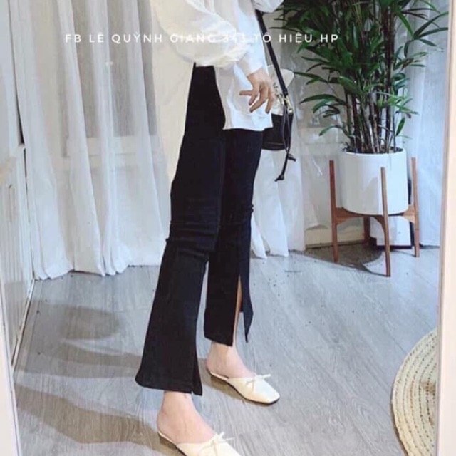 Quần ống loe xẻ trước