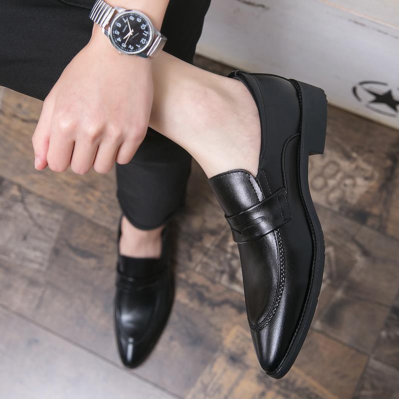 Spring hair stylist pointed leather shoes men's Korean version of the trend of one-step business dress men's shoes British all-match lazy shoes