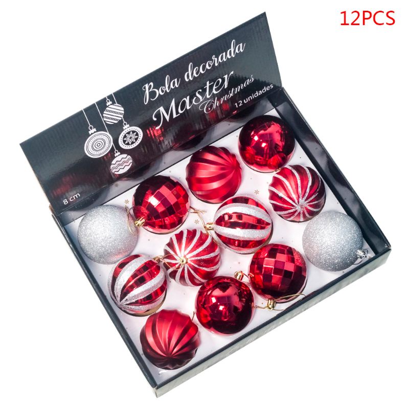 Set 12 Trái Châu 8cm Trang Trí Cây Thông Giáng Sinh / Năm Mới