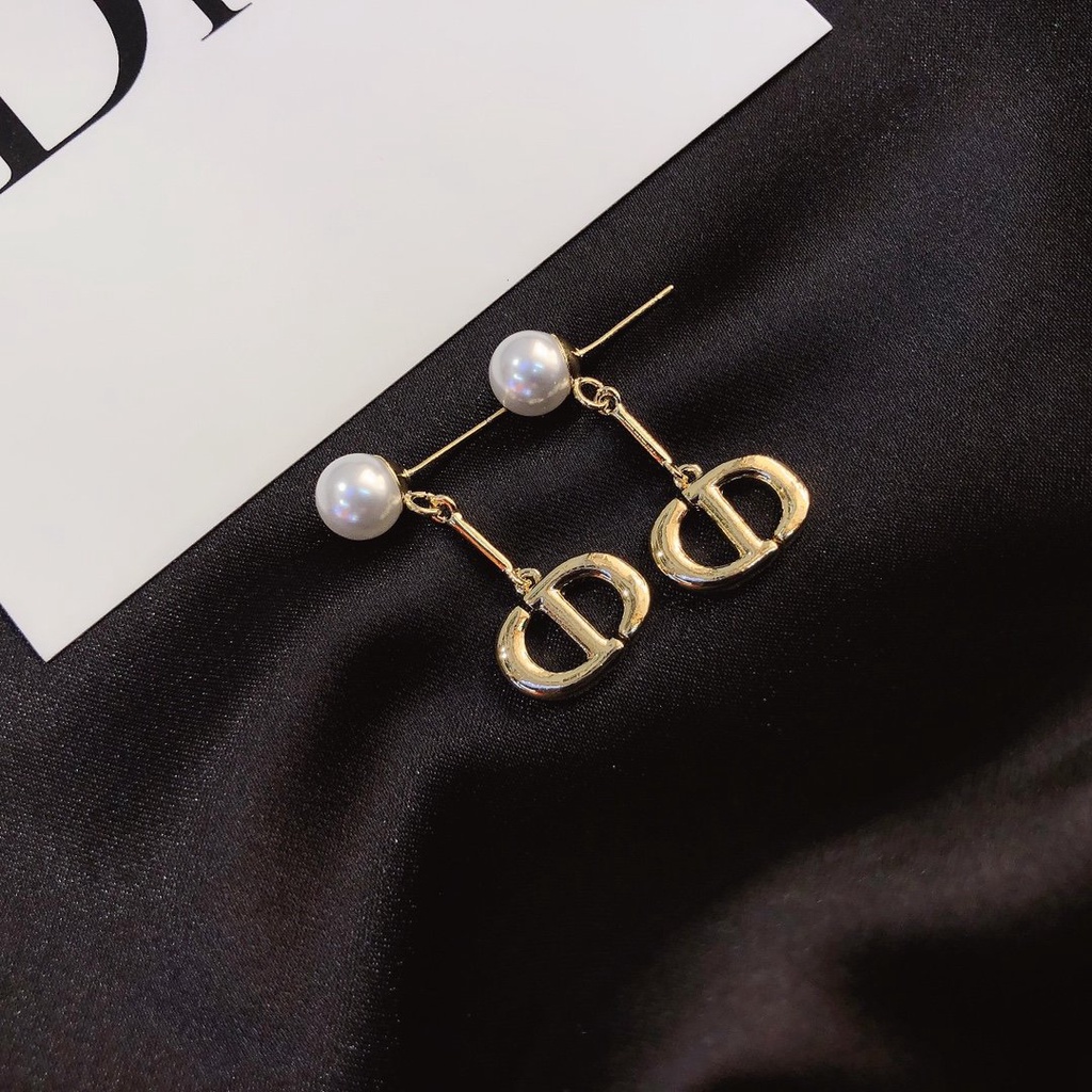 Khuyên Tai Tròn Khắc Chữ Dior Bằng Thép Titanium Thời Trang Cho Nữ