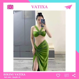 Sét đồ bơi nữ bikini đi biển 2 mảnh chữ v kèm quây hồ ngọc hà vatixa bkn-97
