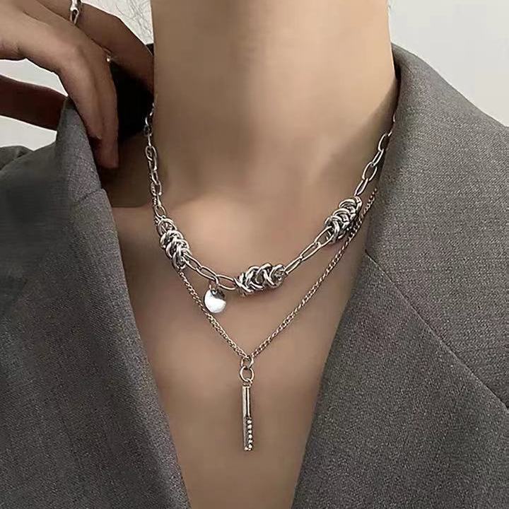 Vòng cổ Hai Lớp Phong Cách Hip Hop Cá Tính Cho Nam