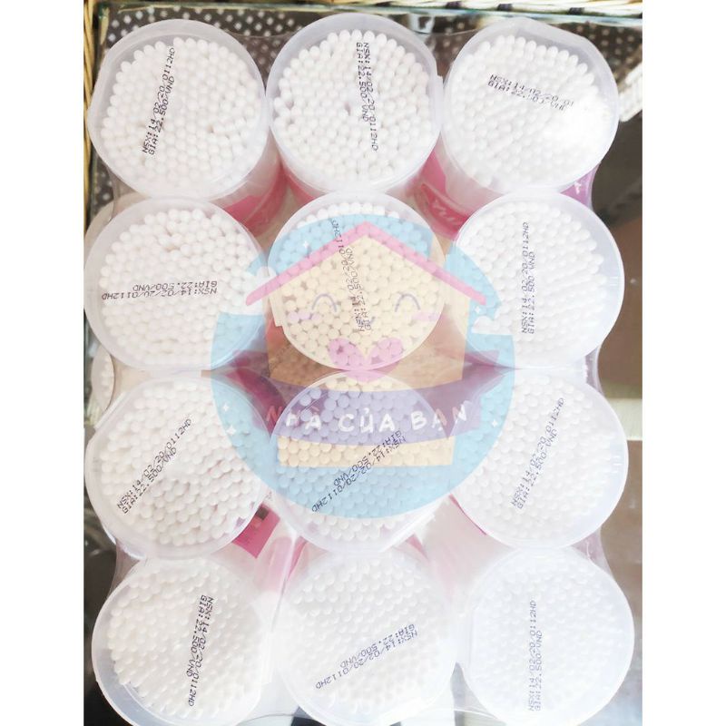 《HCM》Lọ tâm bông lấy ráy tai trẻ em Tú Phương  kháng khuẩn dạng lọ 180 que tròn