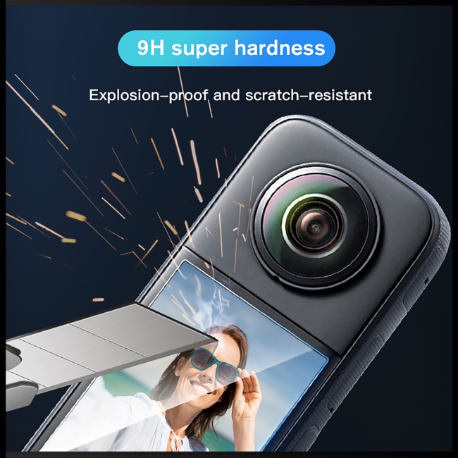 Set 2 Kính Cường Lực Hd Bảo Vệ Màn Hình Chống Trầy Tương Thích Với Insta360 X3 Action
