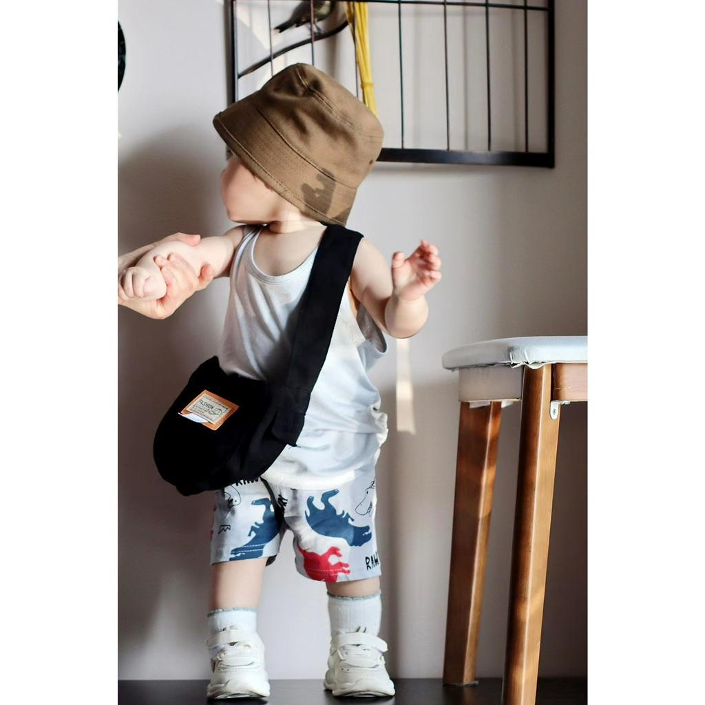 Túi Đeo Chéo Nhỏ Bằng Vải Canvas Phong Cách Thời Trang Đường Phố Đơn Giản Dành Cho Bé Trai Bé Gái