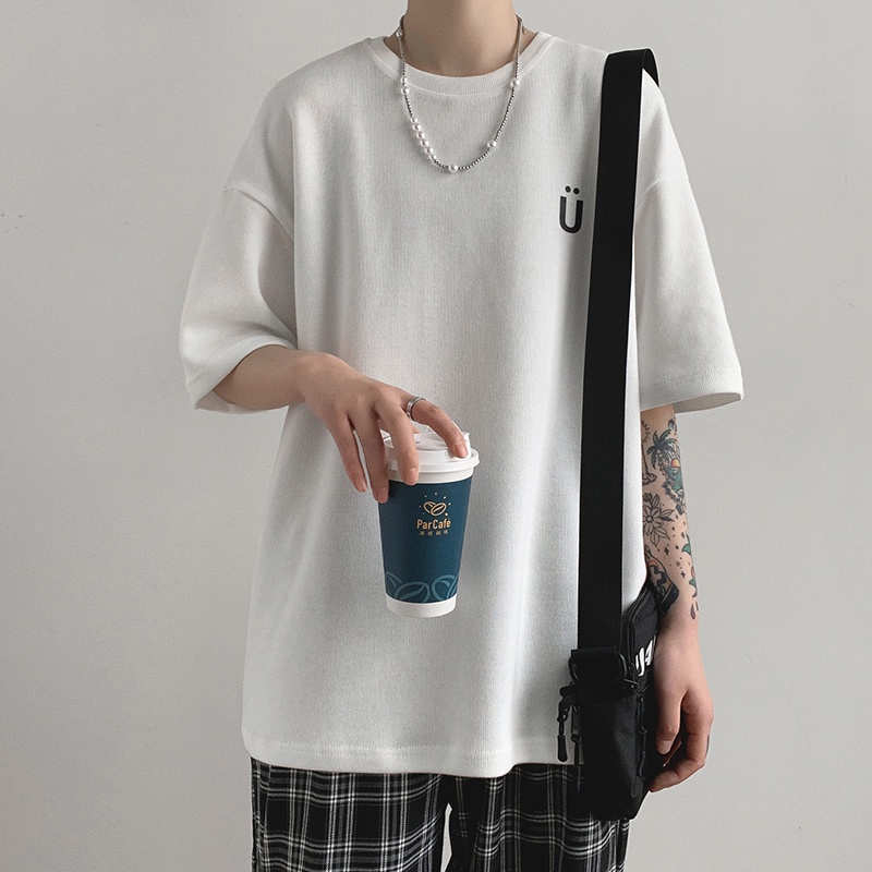 Áo Thun Tay Ngắn Cổ Tròn In Logo Đơn Giản 5 Màu Sắc Thời Trang Mùa Hè Cho Nam