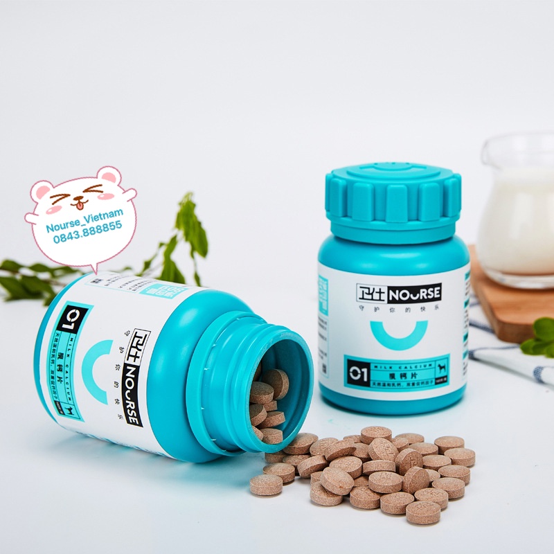 Canxi sữa Nourse 01 hỗ trợ chó mèo phát triển răng và xương, phòng tránh hạ bàn (160v)