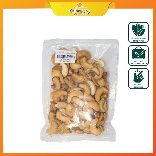 Hạt Điều Rang Muối vỡ đôi loại 1, đều hạt, tróc vỏ 100 - 500g Vaobep365