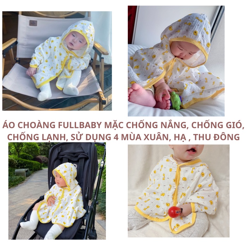 Áo chống nắng cho bé áo choàng đa năng dễ thương chống gió cao cấp sử dụng 4 mùa chất liệu bông tinh khiết FLLAC02