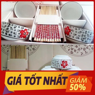 Bộ 6 Chén Đũa Hoa Kiểu Nhật Cao Cấp