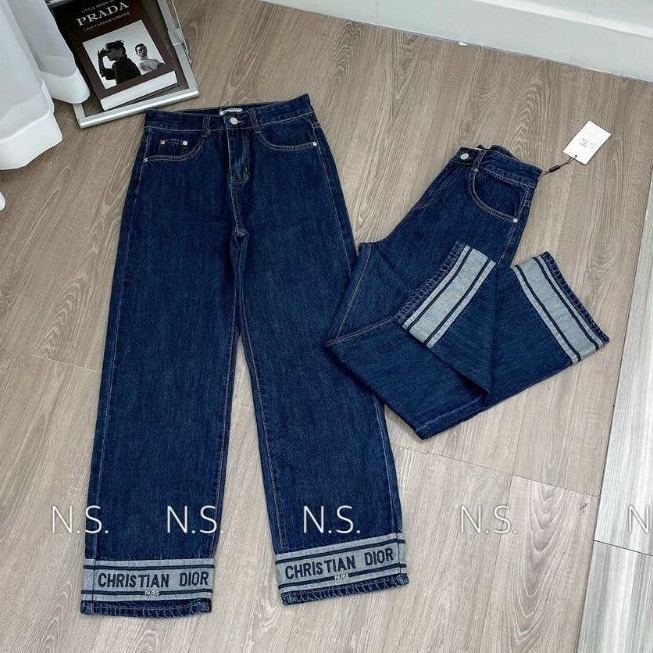 Quần jean suông chữ gấu hàng QCL1
