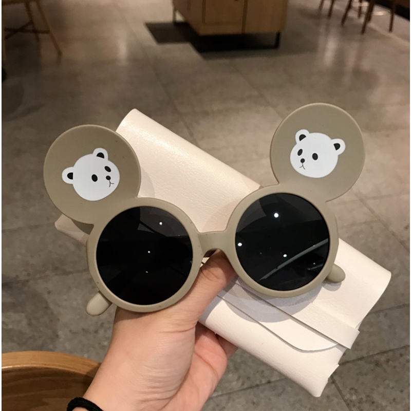 (KIQI-FASHION) COD Kính Mát Uv400 Chống Tia UV Hình Tai Gấu Dễ Thương Dành Cho Bé