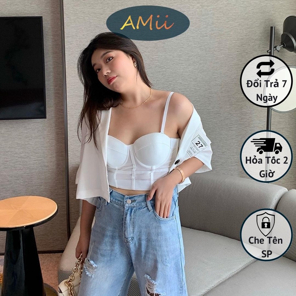 Áo Bra Không Dây Corset Vintage Amii Nâng Ngực Tạo Khe | Áo Lót Cài Sau Mặc Trong Phối Vest Gợi Cảm B002 | BigBuy360 - bigbuy360.vn