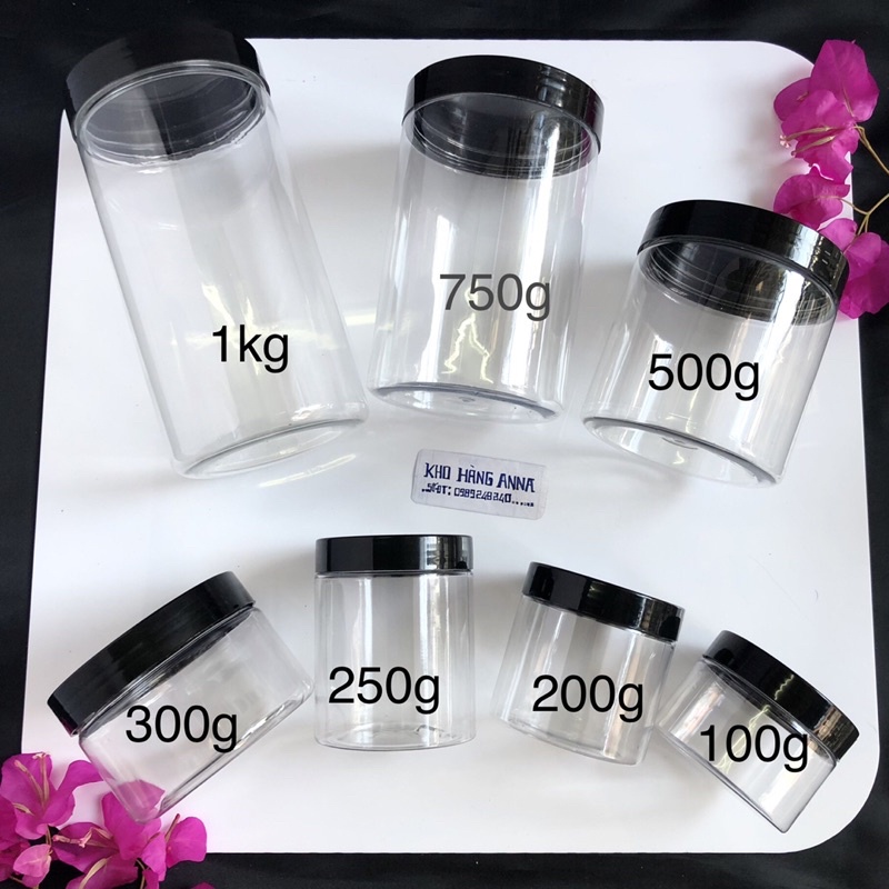HỦ NHỰA TRONG NẮP BẠC / NHÔM VÀNG  - HỦ PET THỰC PHẨM 100GR 50gr 200gr 250gr 300gr 500gr 1kg