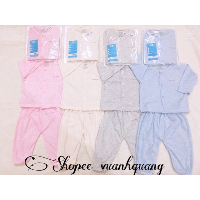 Bộ dài tay xuân thu cúc giữa chất cotton cho bé