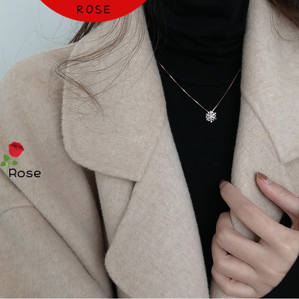 Dây Chuyền Mặt Hình Hoa Tuyết Đính Đá Thời Trang Cho Nữ