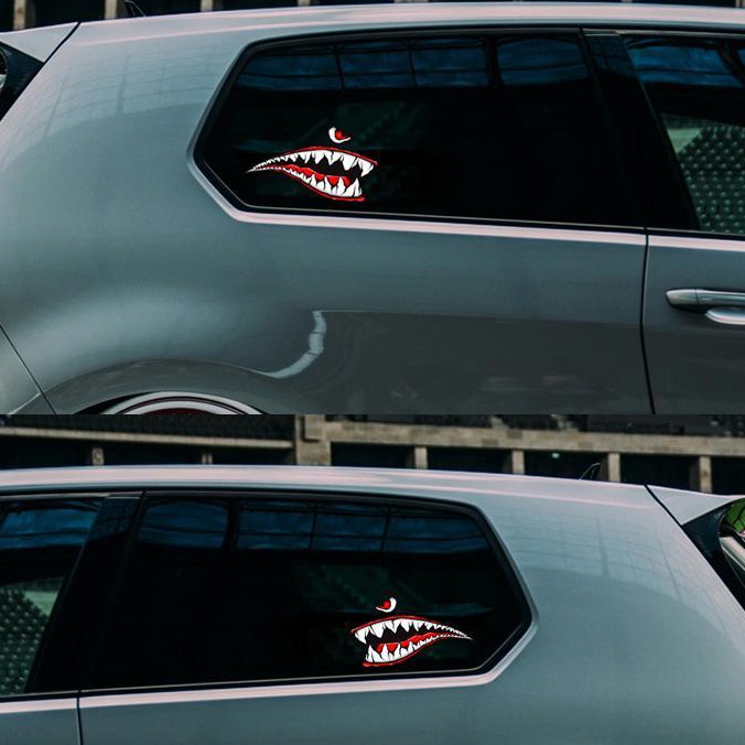 &quot;Shark Mouth&quot; Sticker Phản quang Xe máy Xe tay ga bên Decal Dán trang trí vui nhộn
