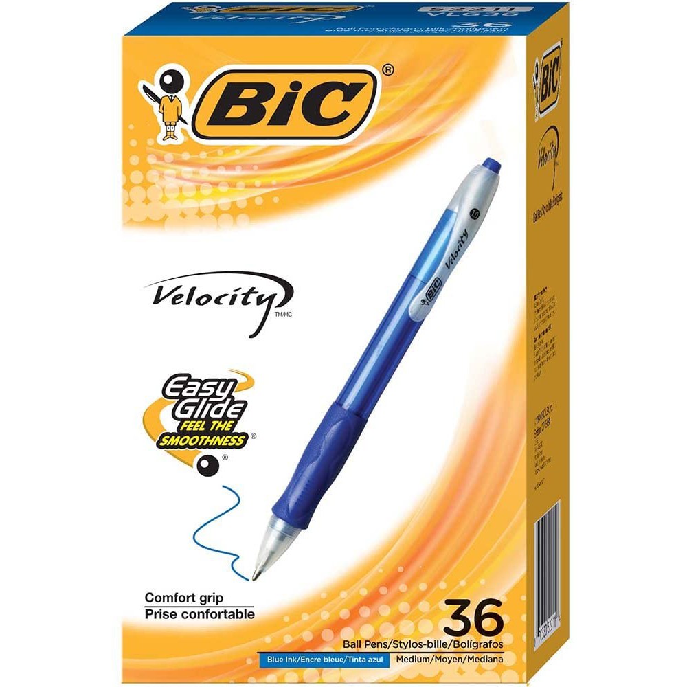 Bút bi siêu lướt BIC Velocity Retractable Ball Pen, 1 cây màu xanh, cỡ ngòi 1.0mm