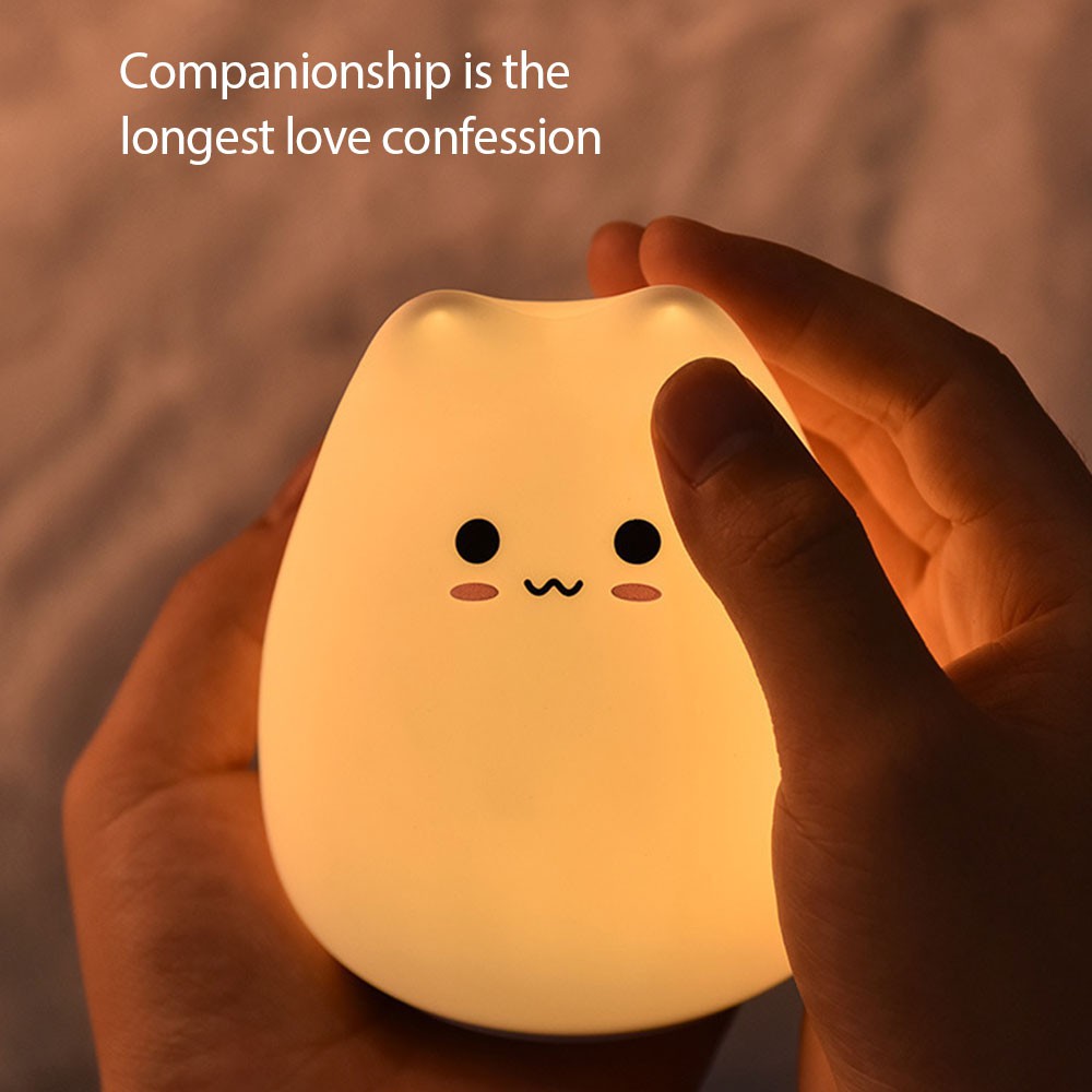 【LMP-CAT】Đèn Ngủ Mèo Con Silicon,Đèn Ngủ Đổi Màu Hình Mèo Dễ Thương Cho Bé