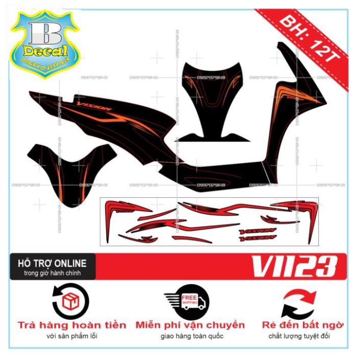 ( Quí khách vui lòng mang ra tiệm cho thợ dán ) Tem VISION 2021CHỈ ĐỎ ĐEN 1123 [Bi Decal]