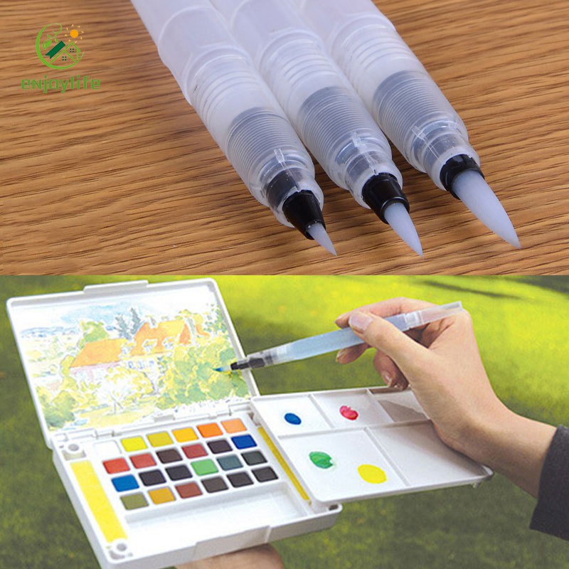 FAST 1/3Pcs Refillable Ink Color Pen Water Brush Painting Calligraphy Illustration Pen Office Stationery