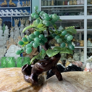 Cây nho tài lộc đá thạch anh xanh - cao 31cm