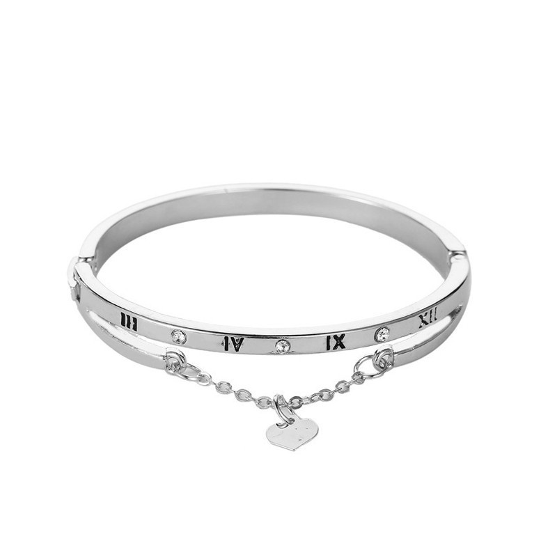 Vòng Đeo Tay Bằng Thép Không Gỉ Đính Chữ Số La Mã Thời Trang Sang Trọng