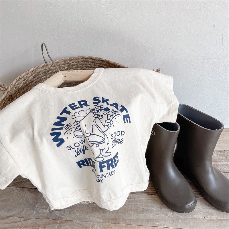 Áo Thun Tay Ngắn In Chữ Cho Bé 1-5 Tuổi