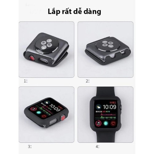 Ốp Case Apple Watch kiêm cường lực bảo vệ màn hình seri 1-2-3-4-5-6 Vân nhám Techroom