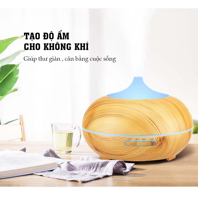 Máy xông tinh dầu phòng ngủ - phun sương tạo độ ẩm 500ml - AROMA DIFFUSER 6 - kèm remote