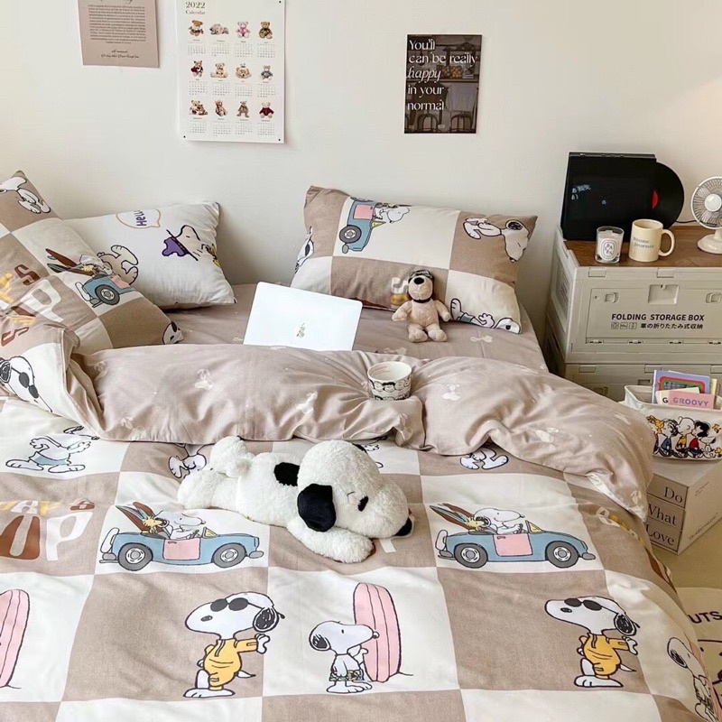 Set Chăn Ga Cotton Living Hoạt Hình Ngộ Nghĩnh (Shinbedding)