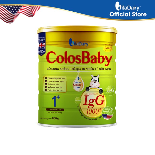 Sữa non Colosbaby Gold IgG 1000 0+, 1+, 2+ Lon 800g