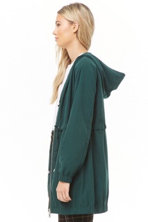 Áo Khoác F21 Thắt Eo Có Mũ Form Dài Polyeste - 0640