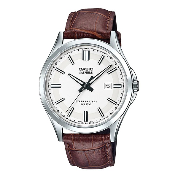 Đồng hồ nam Casio MTS-100 / MTS-100L-7A kính sapphire, Pin 10 năm, dây da thật chính hãng