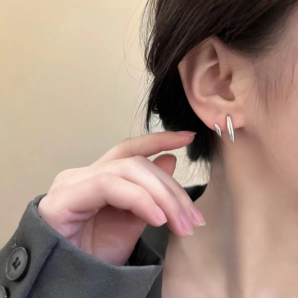 Bông Tai Hình Giọt Nước Bằng Kim Loại Cao Cấp Sang Trọng Phong Cách Hàn Quốc