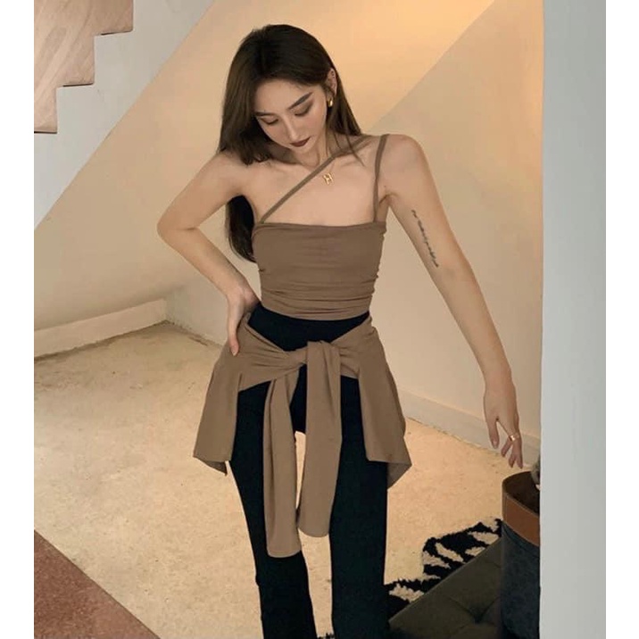 Sét áo cardigan dài tay croptop kèm áo 2 dây rút eo sexy ôm body kiểu mới ulzzang sang chảnh hot 2022, TONGKHOQUANAONU