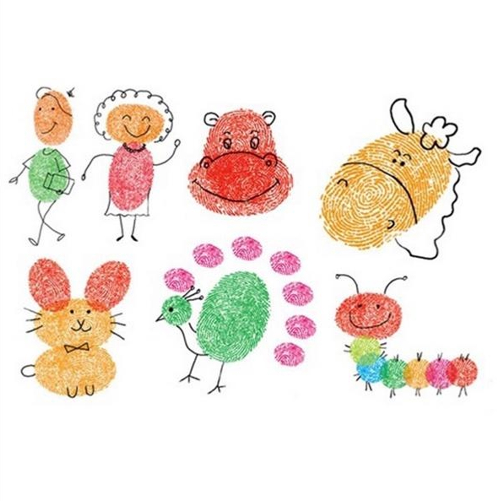 Large Round 6 Colours Pigment Plate Ink Pads Kids Hand Finger Painting DIY Craft